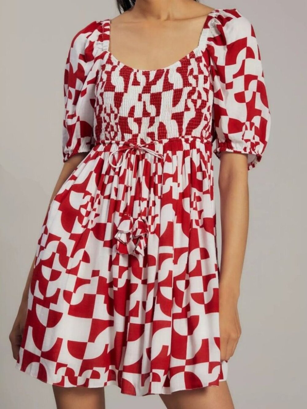 GEISHA DESIGNS x ANTHROPOLOGIE Smocked‎ Geo Dress